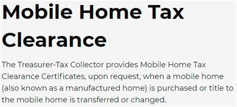 mobile home tax clearance mobile home clearance tax