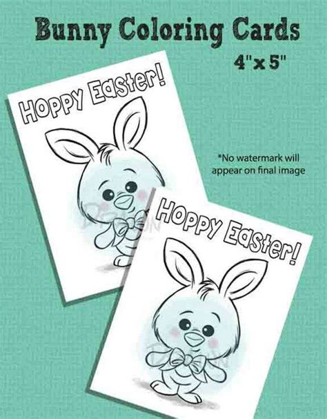 printable easter bunny coloring card hoppy etsy   color card