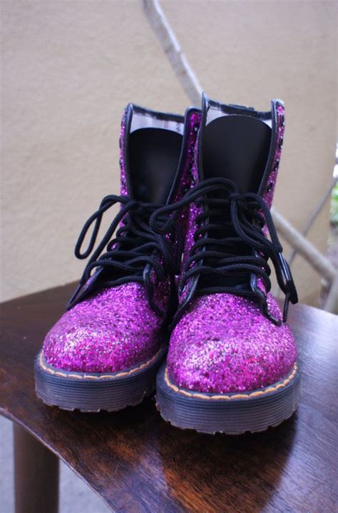 rare vintage pink glitter dr martens uk      etsy crazy shoes glitter boots