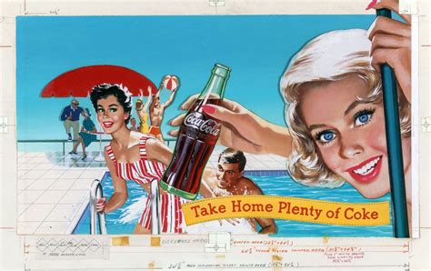 pool party coca cola advertisement  jon whitcomb vintage pinup vintage ads vintage