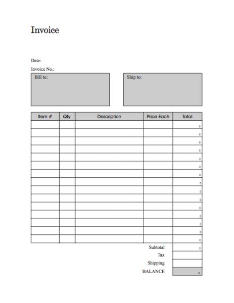 invoice template business forms