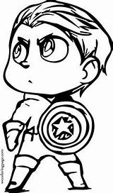 Captain America Chibi Coloring Small Pages Draw sketch template