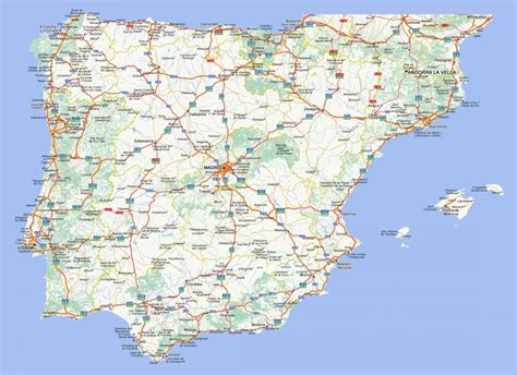 wegenkaart van spanje road kaart van spanje met steden  zuid europa europa
