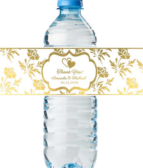 personalized wedding water bottle labels real metallic print lowest price guarantee