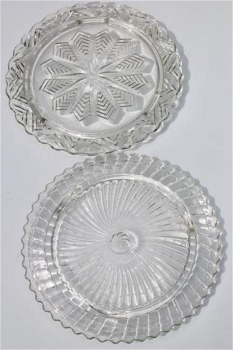 Vintage Clear Glass Cake Plates Low Plateau Serving Trays
