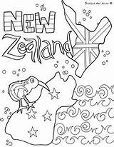 Zealand Coloring Pages Doodle Alley Nz Flag Maori Colouring Kids Map Waitangi Template Kiwiana Printable Colour Color Printables Activities Landmarks sketch template