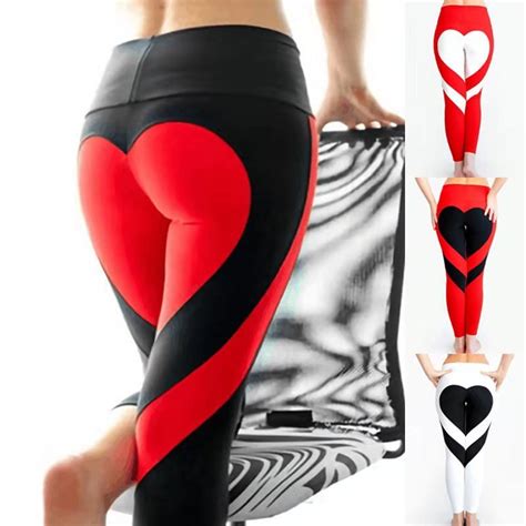New Love Ass Fitness Pants Heart Shaped Stitching Fitness Leggings Hip
