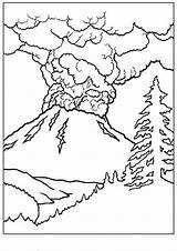 Kleurplaat Landschap Volcan Kleurplaten Vulkaan Landscapes Landschappen Coloriages Coloring Landschaften Malvorlage Stemmen Ausmalbild Coloringpagesfun Stimmen sketch template