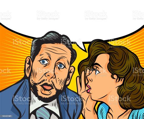 Woman And Man Whispering A Secret Stock Illustration Download Image