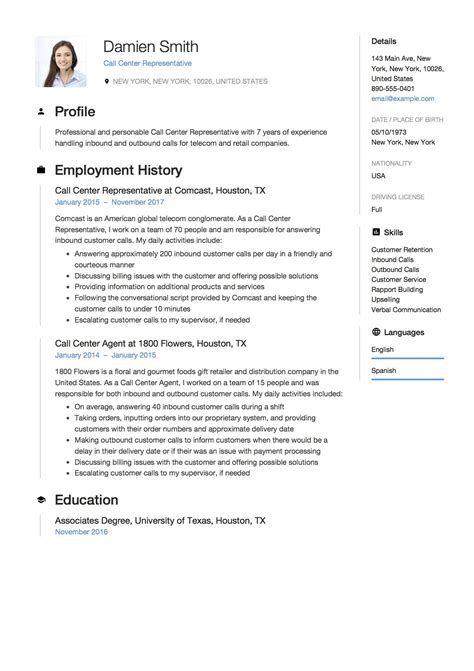 call center resume sample mt home arts