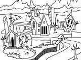 Coloring Village Town Halloween Pages Printable Designlooter Haunted Creepy Sheet Houses Looks 295px 25kb Hersheys sketch template