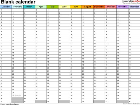 blank calendar template word calendar  planning
