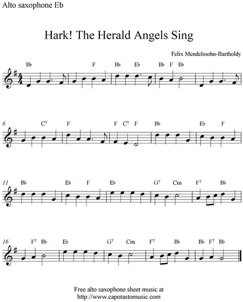 hark  herald angels sing  christmas alto saxophone sheet