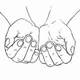 Cupped Hands Drawing Open Hand Praying Coloring Getdrawings Drawings Female sketch template