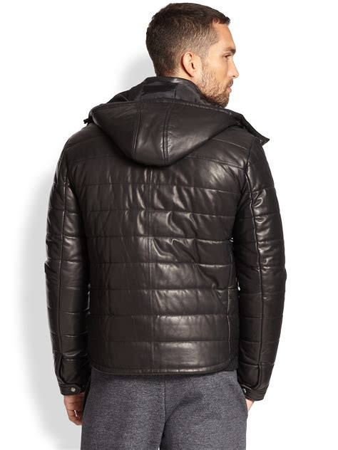 vince quilted leather puffer jacket  black  men lyst