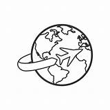 Earth Airplane Coloring Outline Icon Cartoon Flat Globe Megaphone Character Illustration Alphabet Children Book sketch template