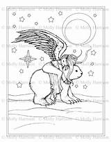 Coloring Angel Harrison Molly Fantasy Polar Riding Bear Template Books Pages Printable sketch template