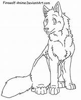 Firewolf Wolf Anime Lineart Sit Drawing Deviantart Drawings Outline Getdrawings sketch template