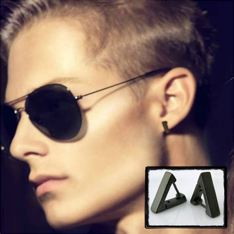 Mens Hoop Earring In Black Gold Triangle Hoop Earring For Cartilage