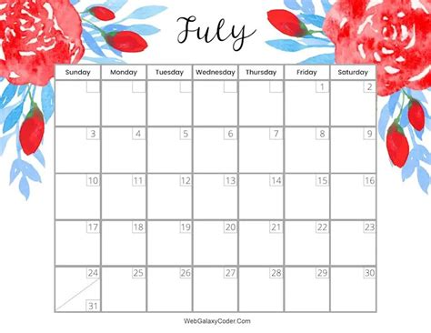 printable july  calendars wiki calendar printable calendar