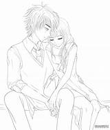 Anime Lineart Shoulder Lean Couple Drawing Coloring Cuddling Pages Girl Leaning Couples Sketch Template Poses Visit Drawings Pencil sketch template