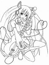 Miku Coloring Pages Lineart Anime Template Deviantart Line sketch template