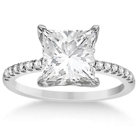 Princess Cut Moissanite And Diamond Engagement Ring 14k W Gold 3 17ct