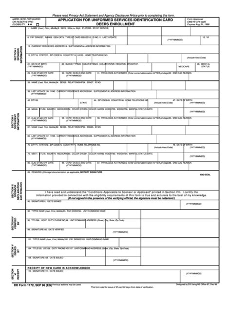fillable dd form 1172 application for uniformed services