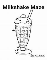 Milkshake Maze Mazes Printable Kids Museprintables Worksheets Activity Easy sketch template