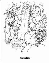 Waterfall Nature Coloring Pages Drawing Printable sketch template
