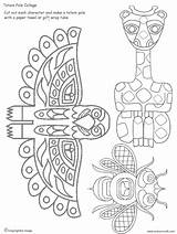 Totem Pole Printable Native American Animals Symbols Coloring Poles Drawing Kids Printables Pages Printablee Collage Meanings Via Pieces Choose Board sketch template