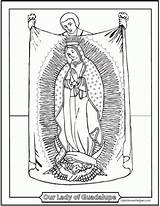 Guadalupe Virgen Catholic Tilma Virgin Saintanneshelper Virgencita Rosary Getcolorings Coloringhome sketch template