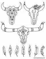 Skull Cow Coloring Pages Printable Template Bull Book Skulls Harvey Katie Pattern Tattoo Drawings sketch template