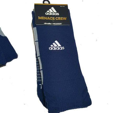 adidas traxion menace crew athletic socks climalite navy blue grey xl  socks