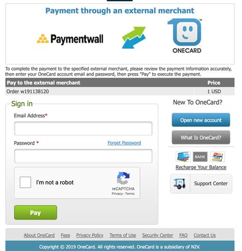 payment method onecard