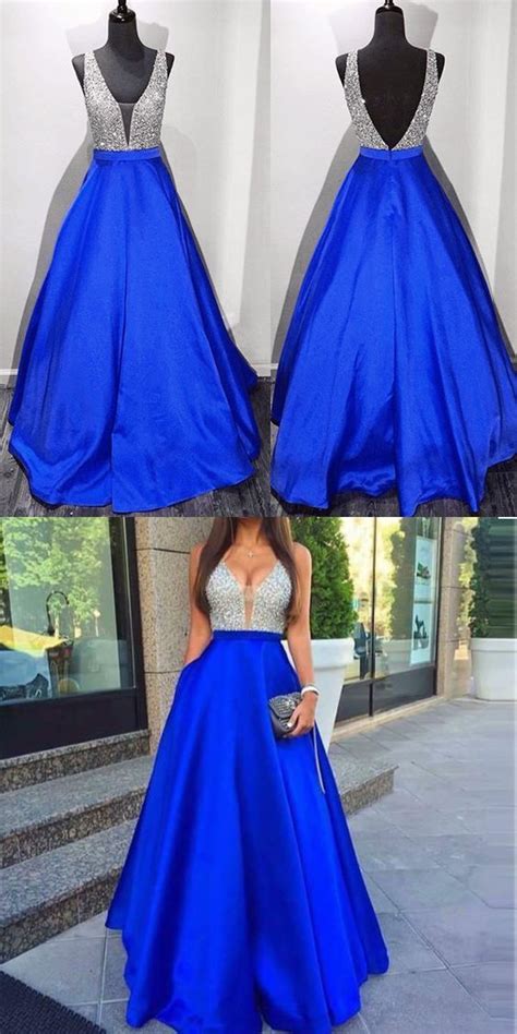 royal blue deep  neck backless ball gown prom dressesoff  shoulder open  quinceanera