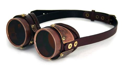 steampunk steampunk goggles brown leather copper patina brass quad by