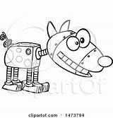Dog Cartoon Clipart Vector Robotic Robot Evil Thoman Cory Outlined Coloring Outline sketch template