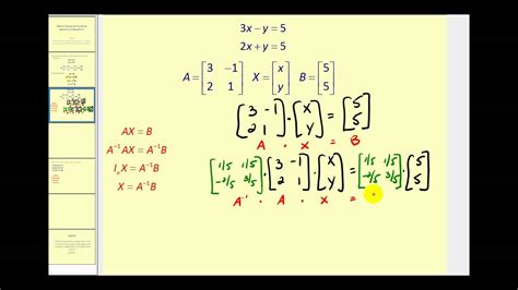 matrix equation  solve  system  equations youtube