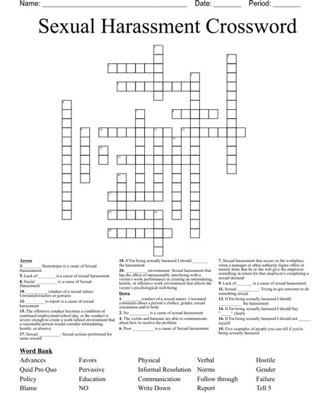 Sexual Harassment Crossword Wordmint