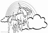 Coloring Pages Unicorns Rainbow Two Printable Kids Color Print Friends Adults sketch template