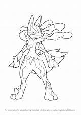 Lucario Coloring Step Evolution Drawingtutorials101 Legendary Pokémon Mewtu Pikachu Malvorlagen Kostenlos Dibujos Tekenen Evolved Tutorial sketch template