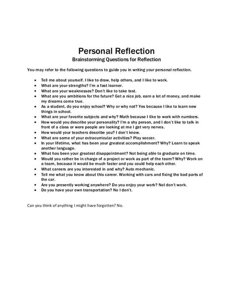 personal reflection