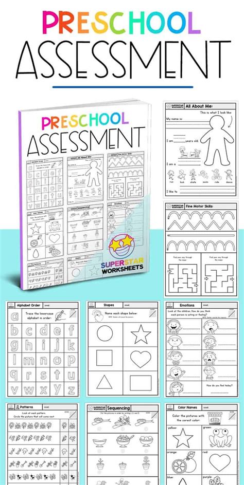 preschool assessment worksheets  year  review
