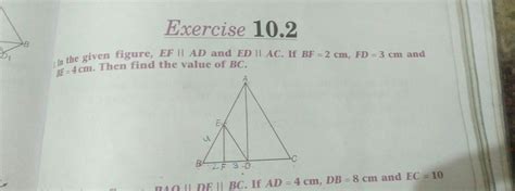In The Given Figure Ef Is Parallel To Ad And Ed Is Parallel To Ac If Bf