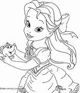 Coloring Pages Princess Disney Baby Linear Printable Adults Kids sketch template