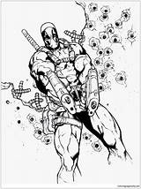Pages Deadpool Coloring Inks Color Online Print sketch template