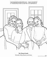 Coloring Obama Michelle Presidential Family Printable Pages Kids sketch template