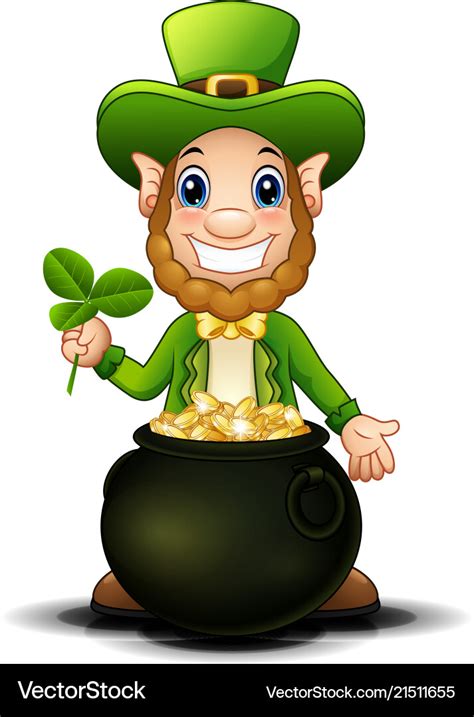 cartoon leprechaun  pot  gold  holding cl