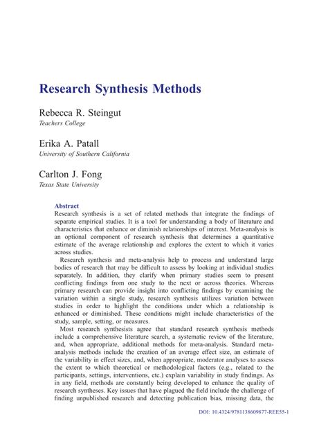 research synthesis methods